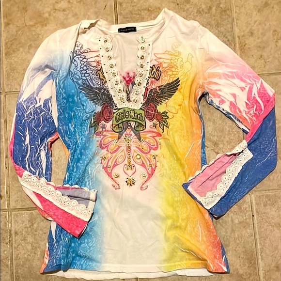Tops - Colorful Graphic Long Sleeve Top